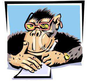 A Monkey Writing on a Piece of Paper Clipart Picture